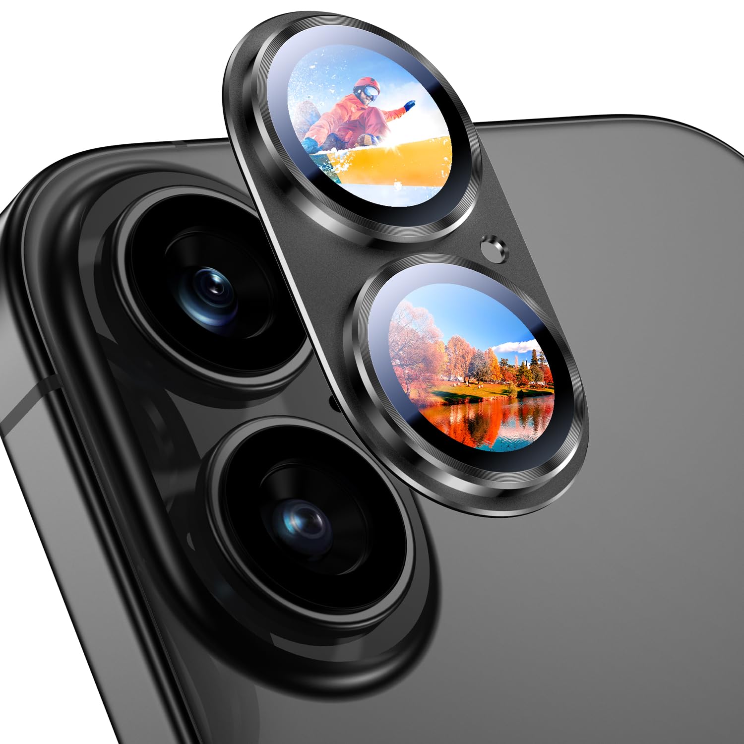 Uyiton for iPhone 17 Camera Lens Protector, Metal Frame Glass Cover