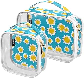 2 Pack Clear Decorative Toiletry Bag Set TSA ...