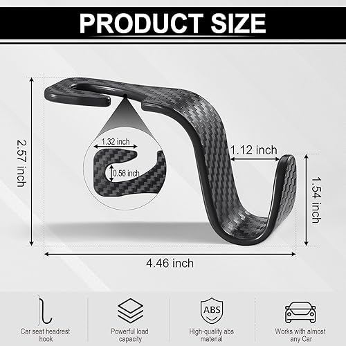 Miniatura 3 de LivTee Gancho para bolso de automóvil, paquete de 4 ganchos universales para reposacabezas de asiento de automóvil, organizador para abrigos,