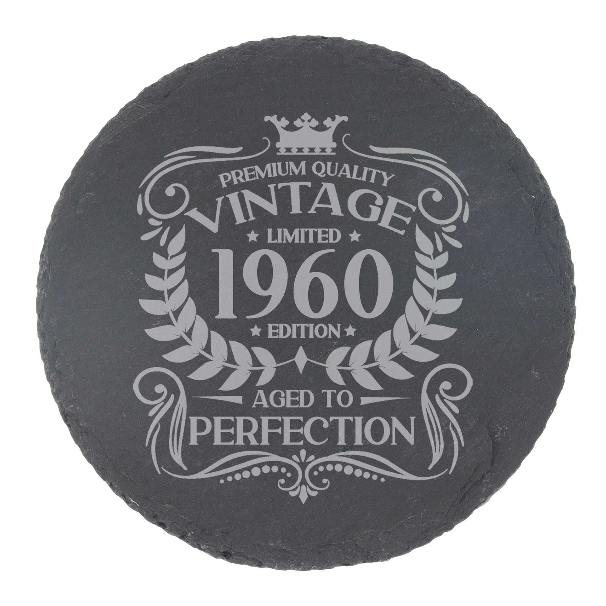 80th Birthday Gift for Men Vintage 1946 Aged to Perfection Engraved Slate Coaster Present for 80 Year Old Etched Natural Slate Placemat (Round Slate) — view 29