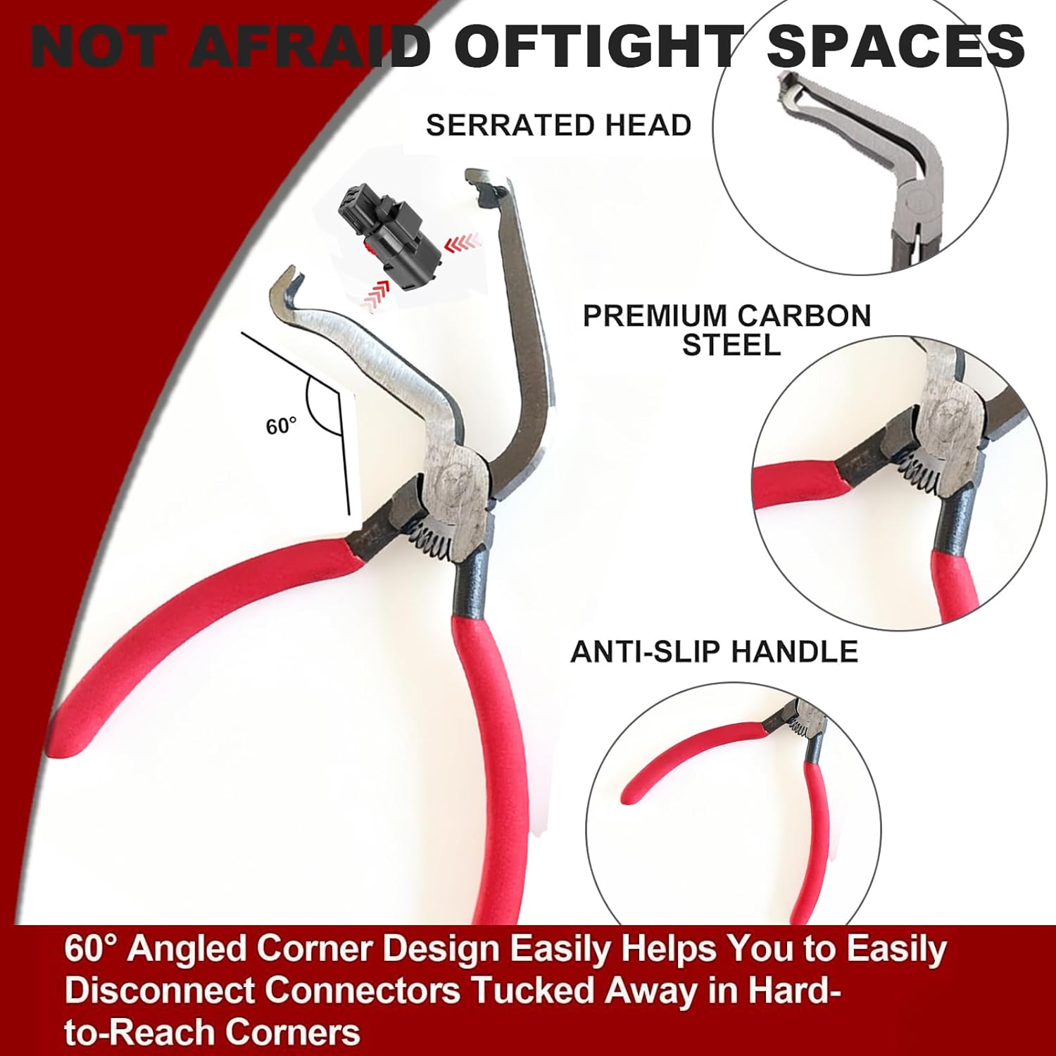 4Pcs Electrical Disconnect Pliers Kit,Automotive Electrical Terminal Connector Separator Removal Tool,Electrical Disconnect Tool,Electrical Plug Connector Disconnect Tool,Hose Clamp Pliers(Red)