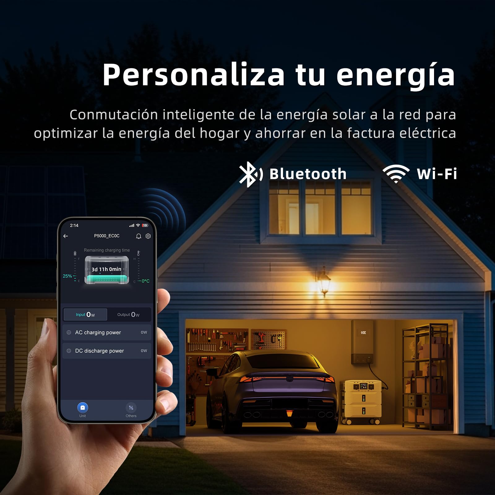 IEE 5000W Generador Solar con 2 Panel 500W, 5120Wh Estación de Energía Portátil, Ampliable Hasta 10 kWh, App, 11 Puertos, Batería LiFePO4, Power Station para Camping, Caravana y Emergencias