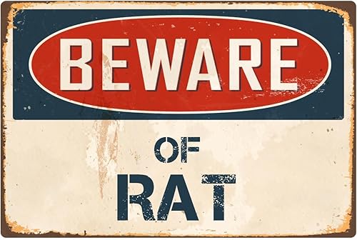 StickerPirate Beware of Rat VS356 - Letrero de metal retro de aluminio vintage de 1 8 x 12 pulgadas