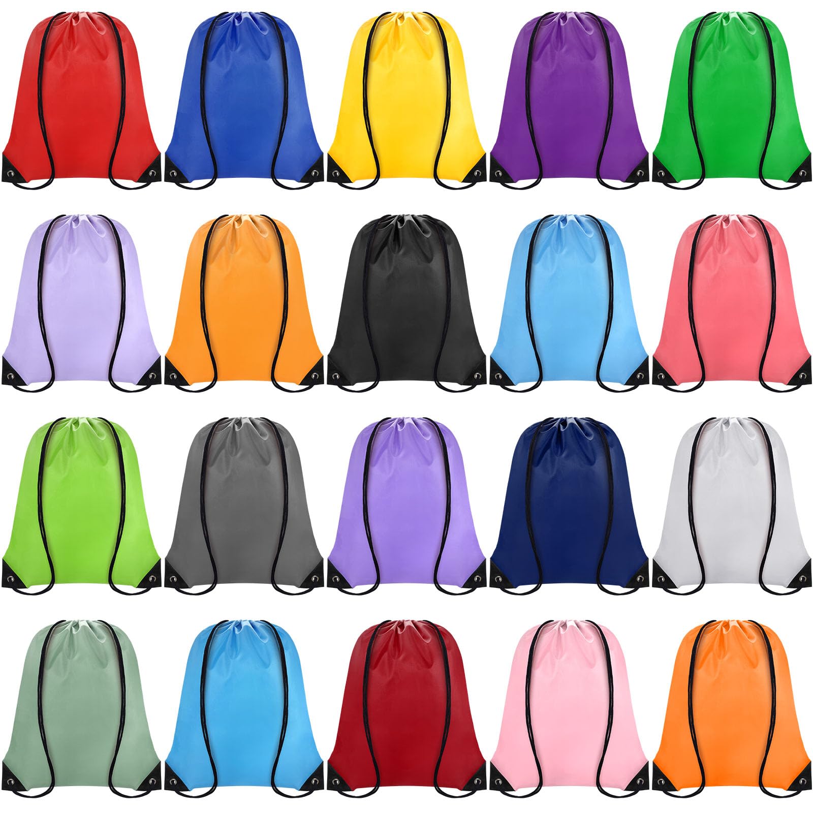 Grneric Drawstring Backpack Bulk 20 PCS, Drawstring Bags String Backpack Cinch Sack Gym Bags for Sport Trip Beach Swimming, 20 Color
