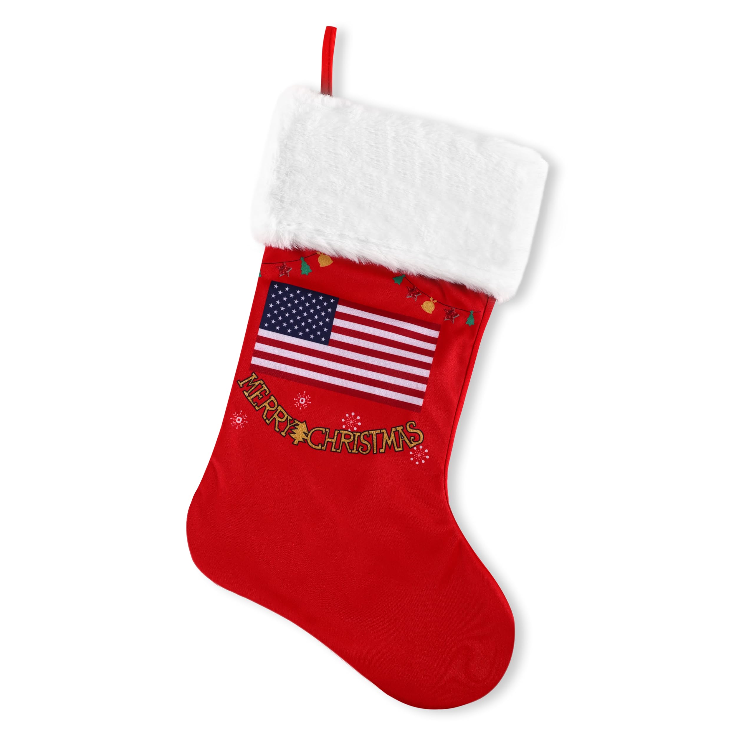 BELISHMIE 20-Inch Patriotic Christmas Stocking - stockings and holders | Mubboo
