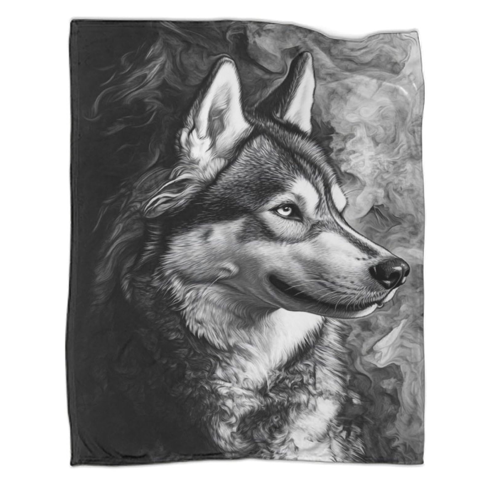 Plaid léger contre le froid hivernal avec motif husky pour lit