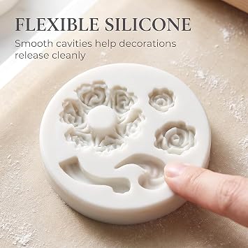 White Food Grade Silicone Teapot Mold - Mini Rose and Flower Baking Tools for Fondant, Gum Paste, Chocolate Making | Durable Reusable Cake Decorating Molds