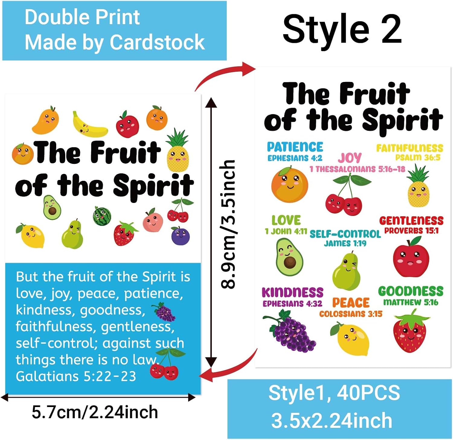 110Pcs/30 Sets Fruit of Spirit Bracelets Sets with Bible Cards Gospel Tracts Christian Scripture Labels Office Employee Gifts Inspirational WristBands (Fruit of Spirit)