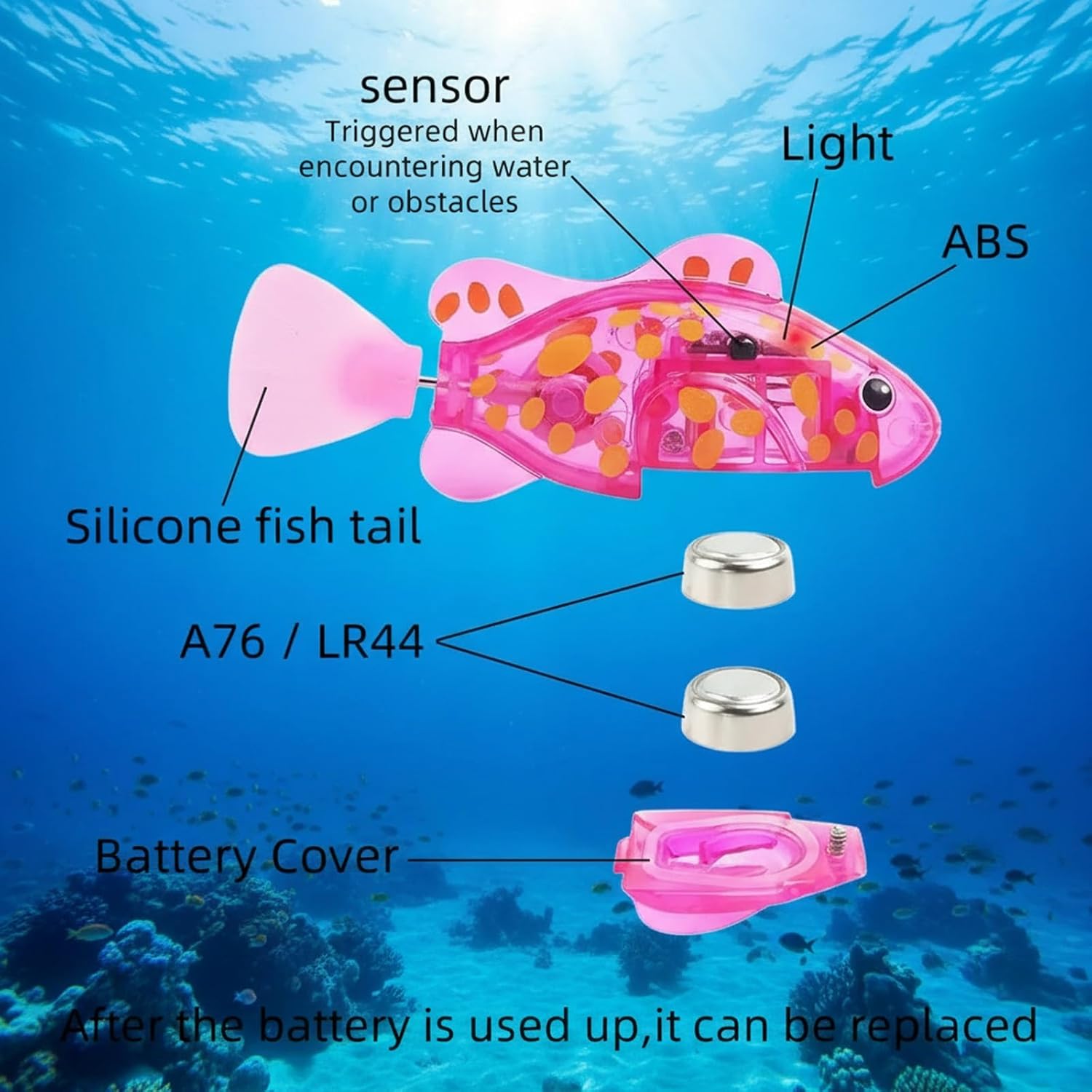 Magic Water-Activated Glowing Swimming Fish, Deep-Sea Disco, Interactive Colorful Robot Fish, Swimming Robotic Luminous Function, Waterproof Aquarium Bath Time Fun