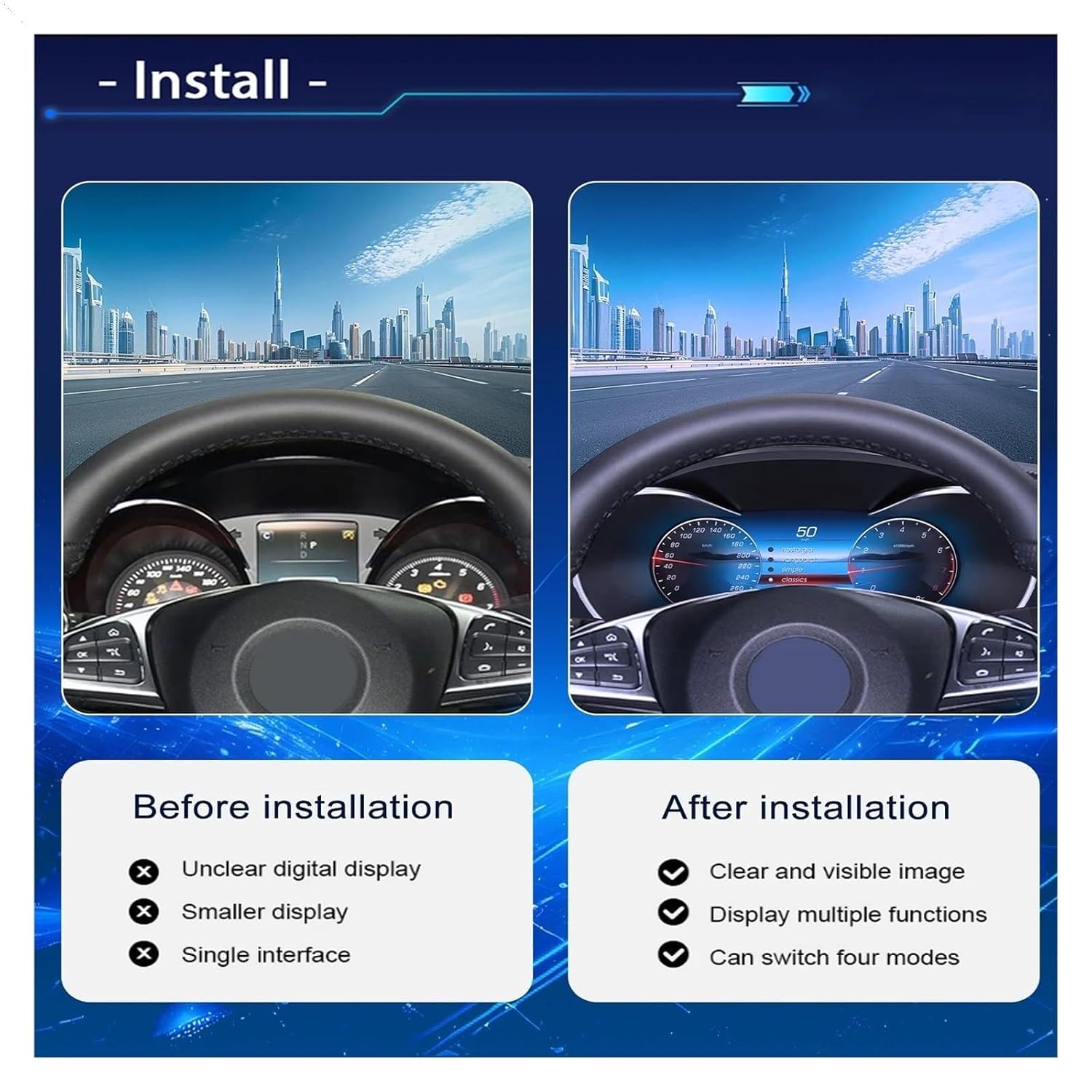 12.3 Digital Dashboard Cluster Compatible for Benz R Class ML GL G GLE GLS W164 W166 W463 2006-2019 Years Auto Instrument for Panel Cockpit(Old 166)