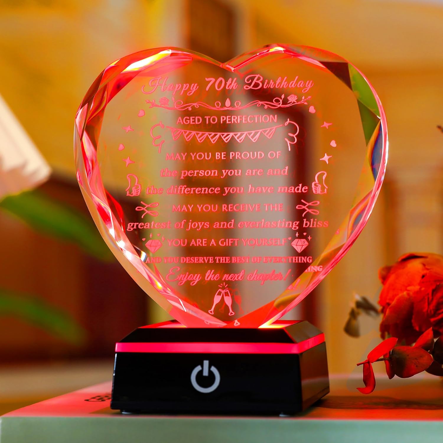 YWHL 70th Birthday Gifts for Women Men Meaningful Crystal Heart Happy 70th Birthday Decorations Best 70 Year Old Gifts Ideas for Husband Wife Mom Dad Friend Who Born in 1955 - Image 2