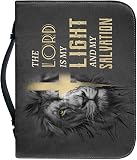 boiszeda God Saying Book Leather Bible Case Protector Wth Zip Book Organizer Carrying Bag Church Handbags for Easter Daily Travel - 1