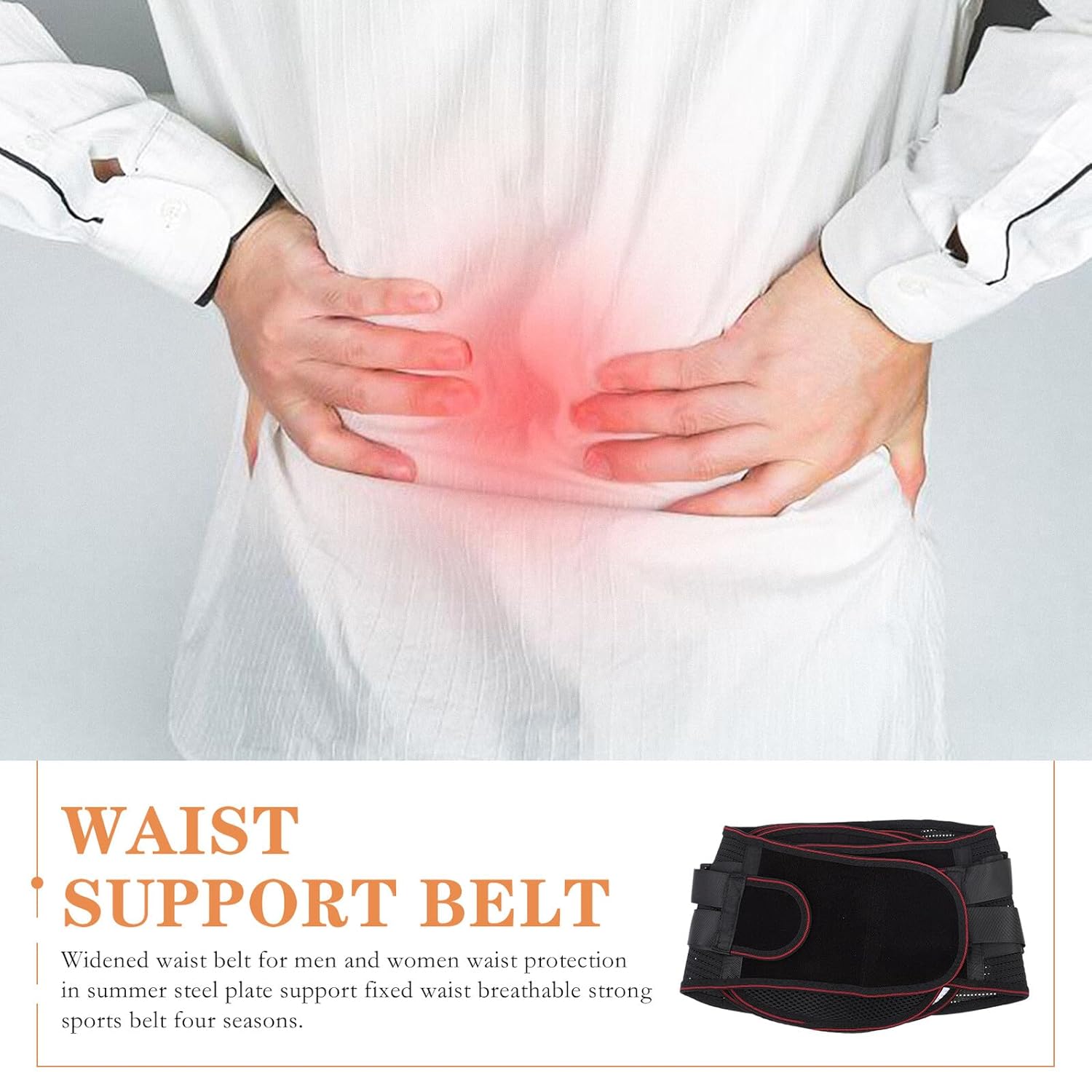 Back Brace Belt for Women and Men Wide Lumbar Support Waist Trainer with Breathable Steel Plate Fitness Sports Back Support and Active