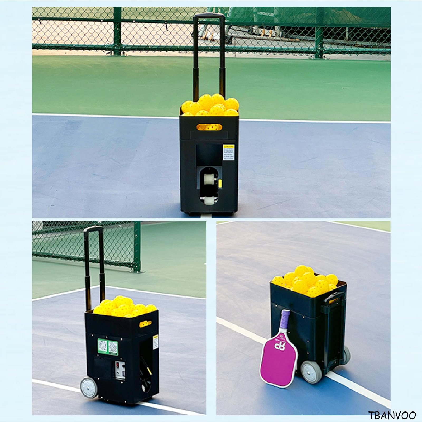 Inteligentna Wielofunkcyjna Inteligentna Maszyna do Serwisu Pickleballa - Pojemność 40+ Piłek | Regulacja Prędkości 10-50km/h, Idealna do Treningu i Meczów