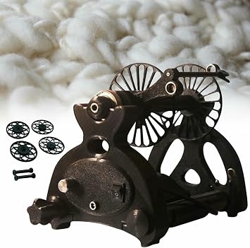 4oz/120g Capacity Spinning Wheel Yarn, Yarn Ball Winder, Electric Spinning Machine with Forward and Reverse, Wool Fibre Twisting, Drum Carder,Purple
