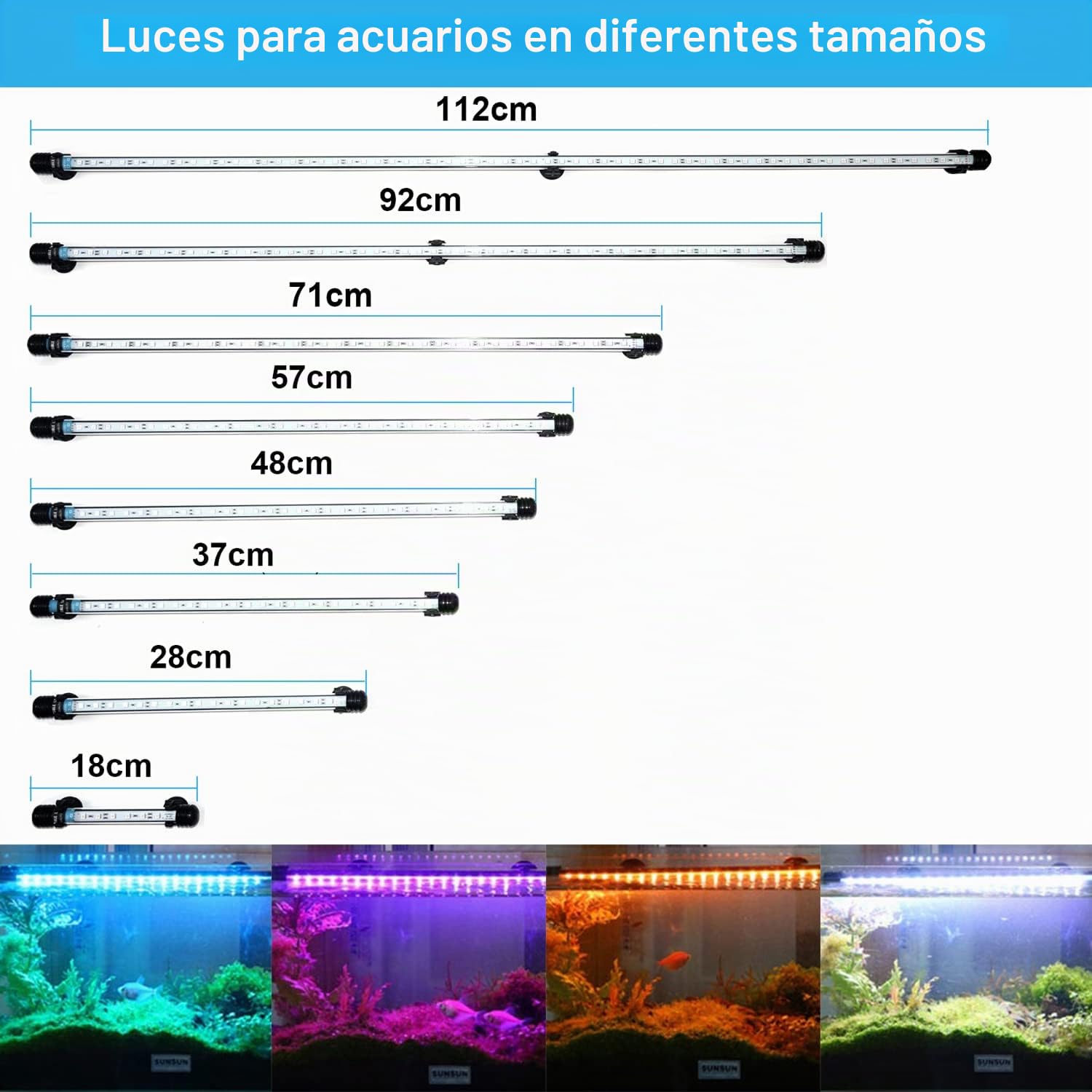 VARMHUS Tauchen Aquarium Licht,Aquarium LED Beleuchtung Die Fernbedienung kann 13 Farben und 5 Helligkeitsstufen einstellen,24/7 Automatischer Öffnungs-Schließzyklus und Dreistufiger Timer (RGB 48cm)