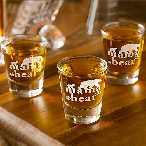 Miniatura 5 de Regalos para mamá mamá oso de 2 onzas con fondo rosa grabado, juego de 2 vasos grabados para fiesta, regalo de cumpleaños para mamá, mujer, día de
