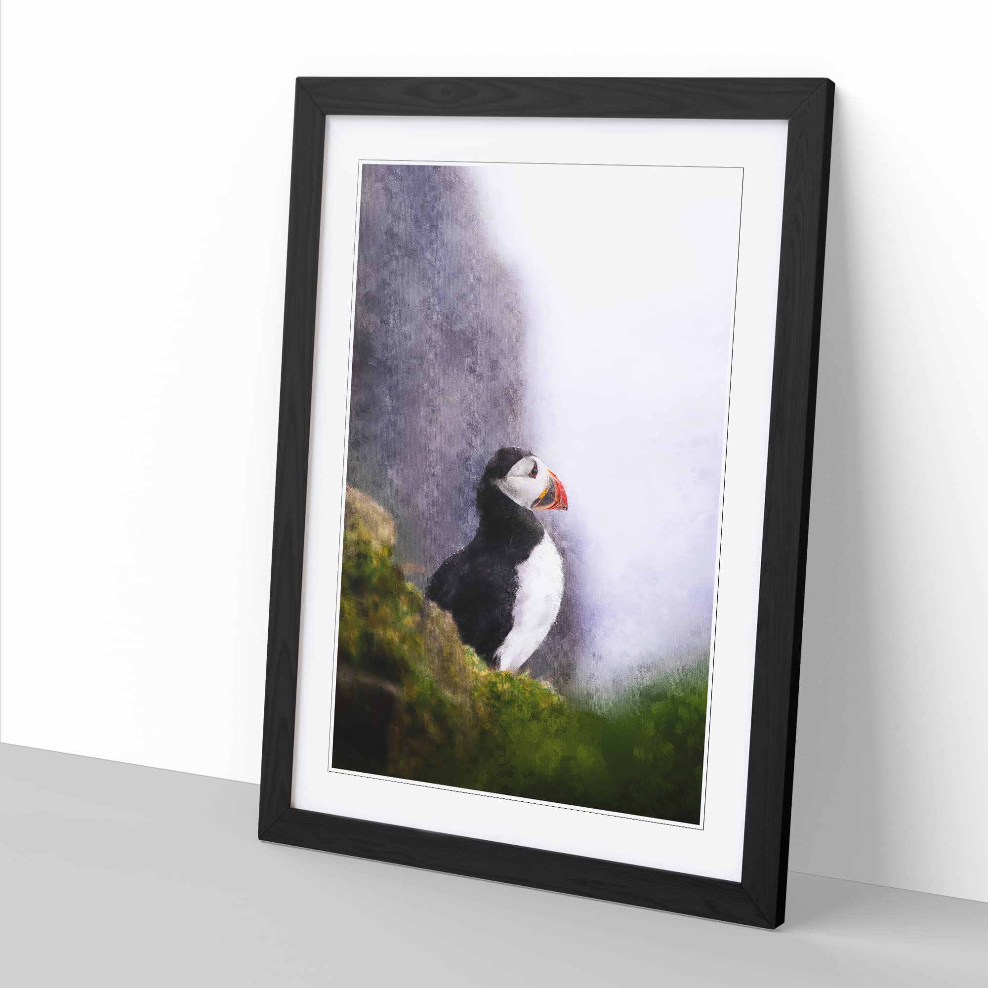 Atlantic Puffin Birds Vol.7 Painting Modern Framed Wall Art Print - Image 3