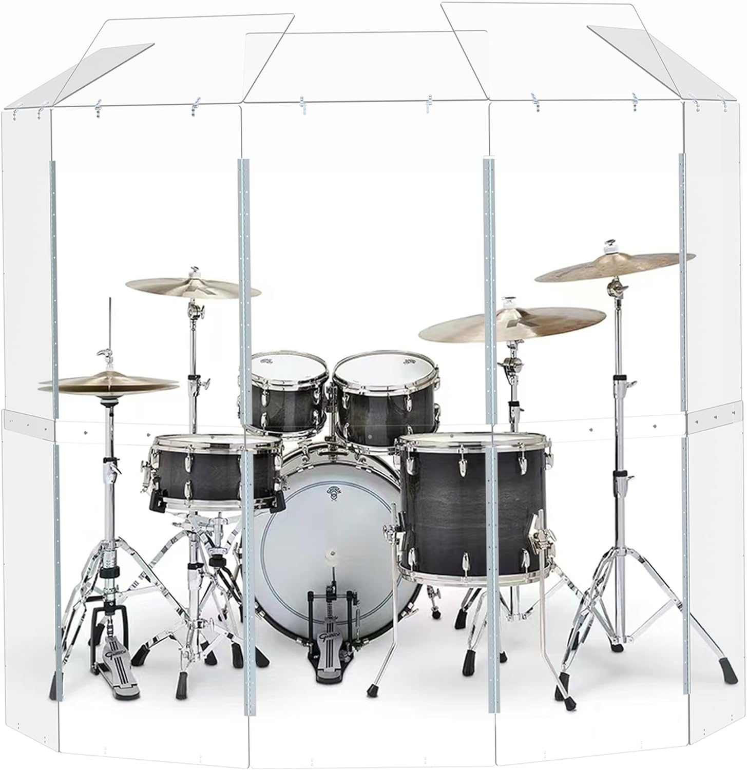 Drum Shield. Converts to 2ftx6ft. Full-Length Stainless Steel Hinges. Drum Cage for Home, Church, Practice & Performances (5 panels with deflectors).