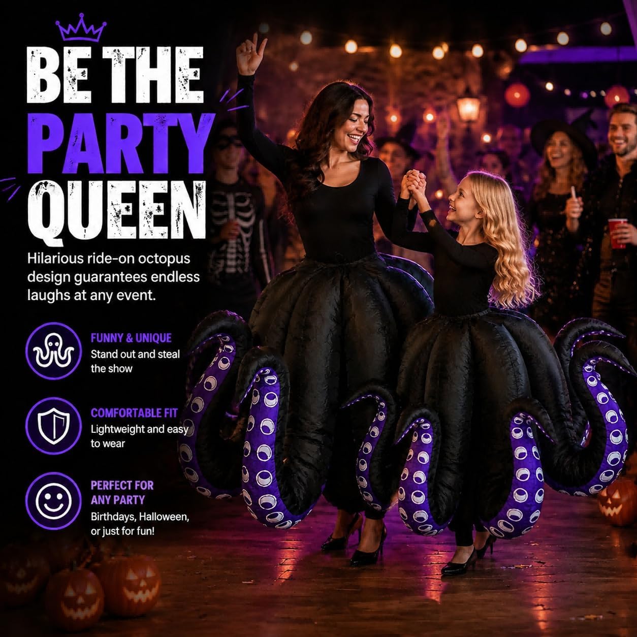 Halloween Inflatable Octopus Costume for Adult Kids Blow Up for Boys Girls
