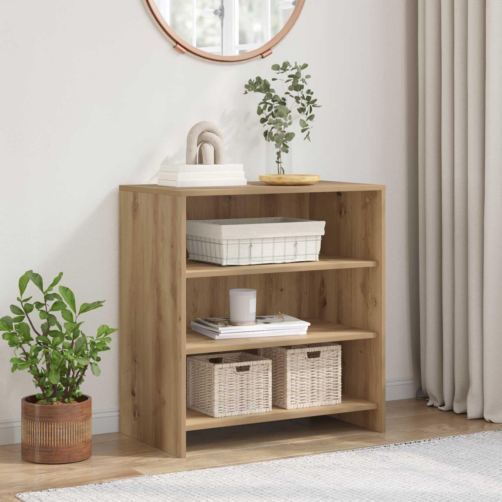 Cómoda de salón rústica marrón de 70 cm con almacenamiento para pasillo y comedor
