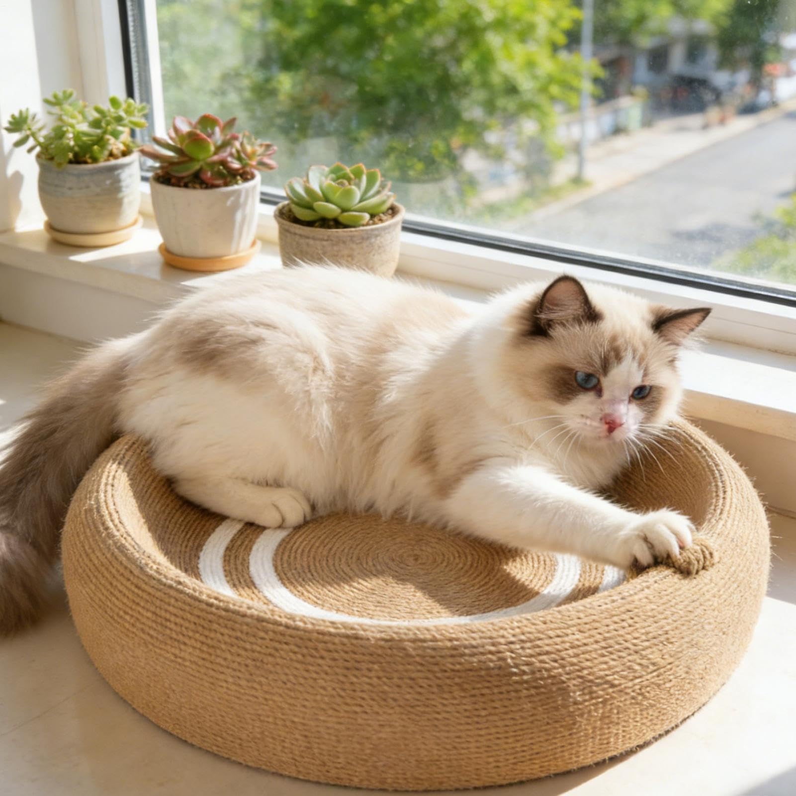 Rascador para gatos y cesta, alfombra de garra de sisal protector de muebles | Raspador Raspador Raspador de Gato para Casa, Apartamento, Salón, Dormitorio y Suelo