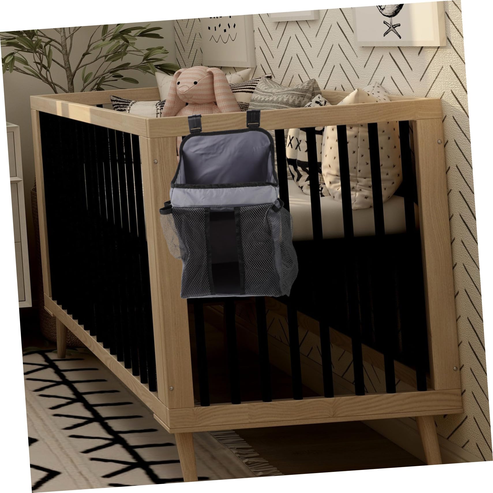 Toddmomy Faltbarer Wickel Organizer mit Großen Fächern Hängender Windel Aufbewahrungsbeutel für Wickeltisch Multifunktionale Windeltasche mit Netzfront Praktisch für Reise und Zuhause