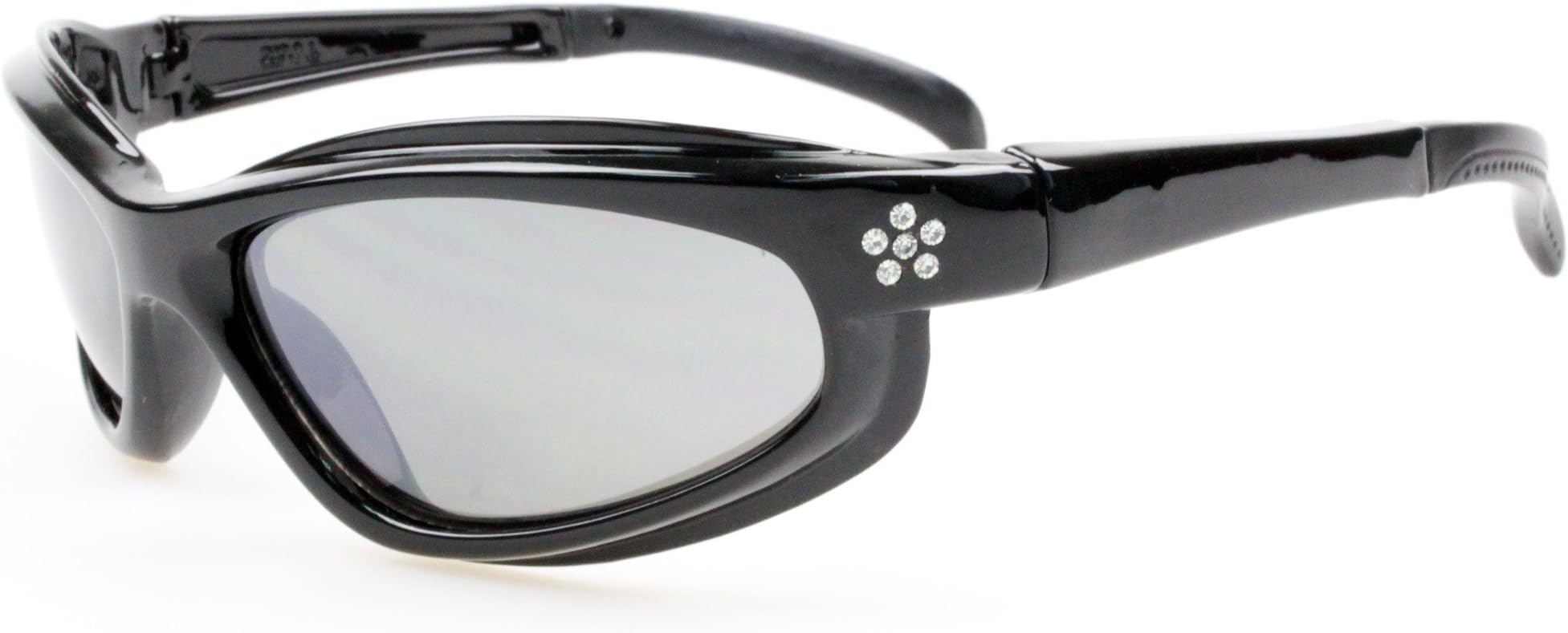 SSP Eyewear Women's Safety Glasses with Rhinestone Accent Black Frames and Clear Anti-Fog Shatterproof Lenses, CHINOOK BLK CL A/F,Black - Clear Anti-fog