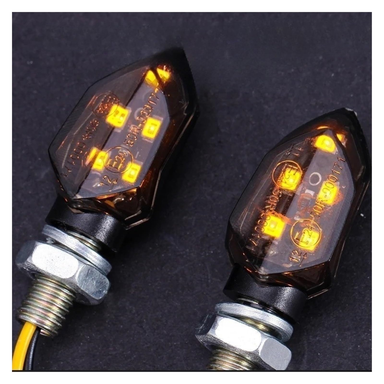 Intermitentes Motocicleta 4 Uds 5LED 12V Motocicleta Mini Luz LED De Intermitente Indicadores Lámpara Ámbar Intermitente Componentes Accesorios