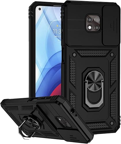 Funda para Moto G Power 2021, funda magnética militar resistente, soporte de anillo giratorio integrado, cubierta deslizante de cámara, funda a