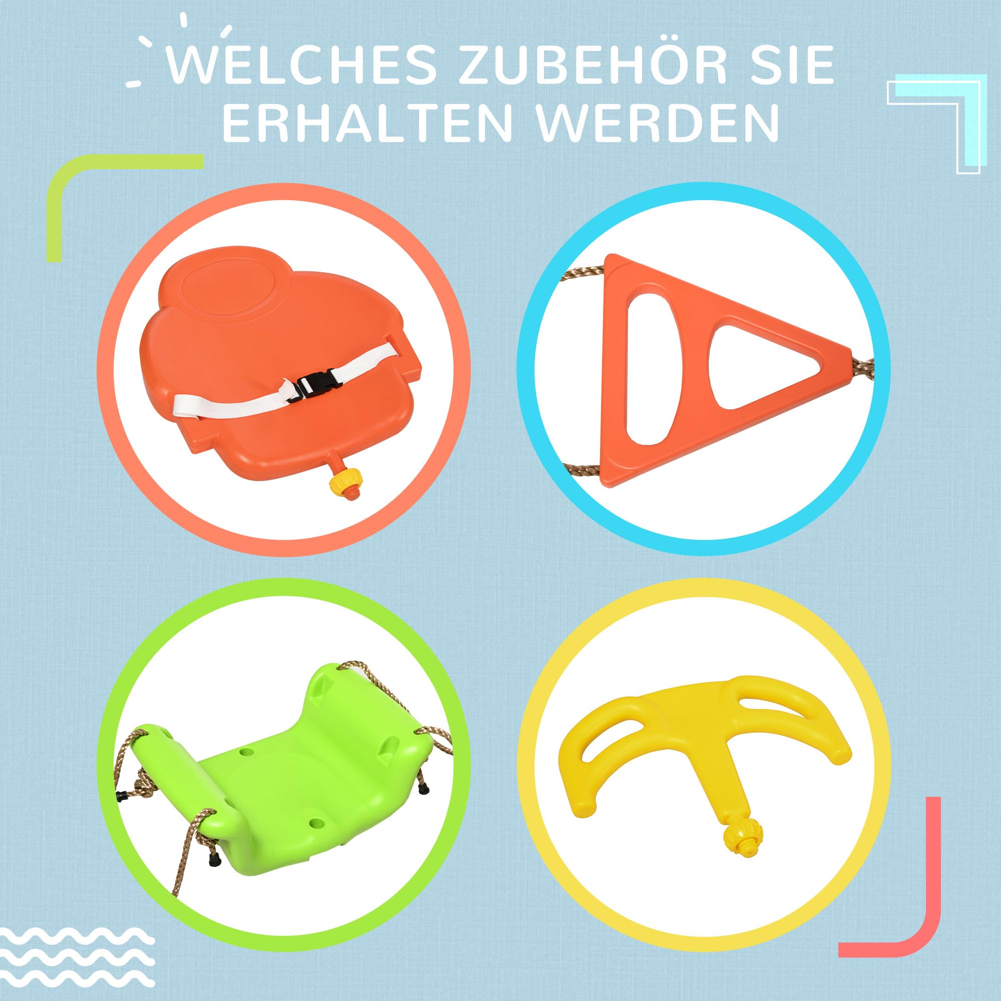 Outsunny Babyschaukel 3 in 1 Kinderschaukel Babysitz verstellbar Mitwachsend Schaukelsitz mit Rückenlehne, für Kinder von 9-36 Monaten, für Outdoor & Indoor, Grün