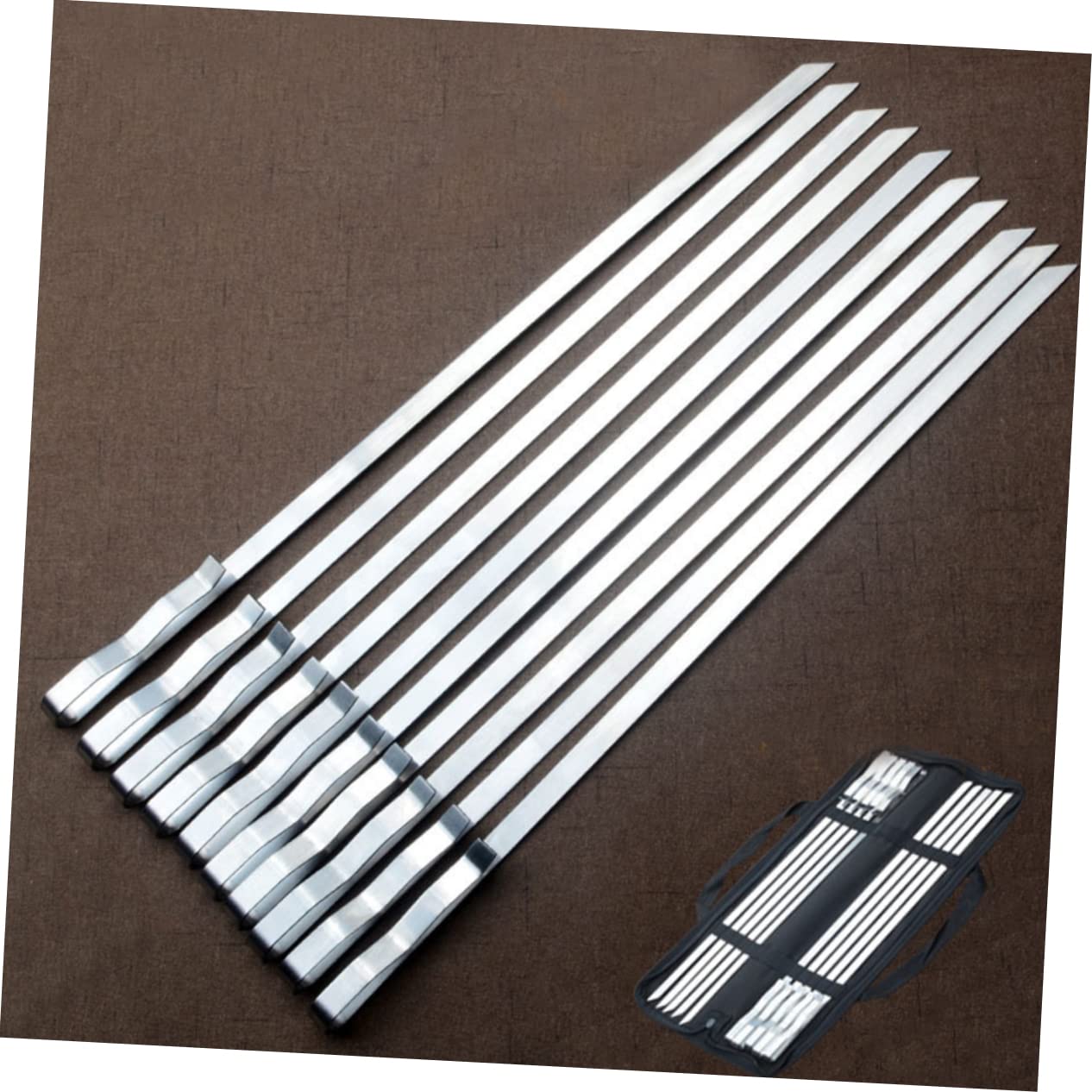 Abaodam 10pezzi Spiedini Per Barbecue in Metallo Resistente Da Set Di Spiedini Per Manico Sagomato Per Facile Impugnatura Cursore Integrato Per Sgancio Rapido Per Gamberetti Carne Verdure