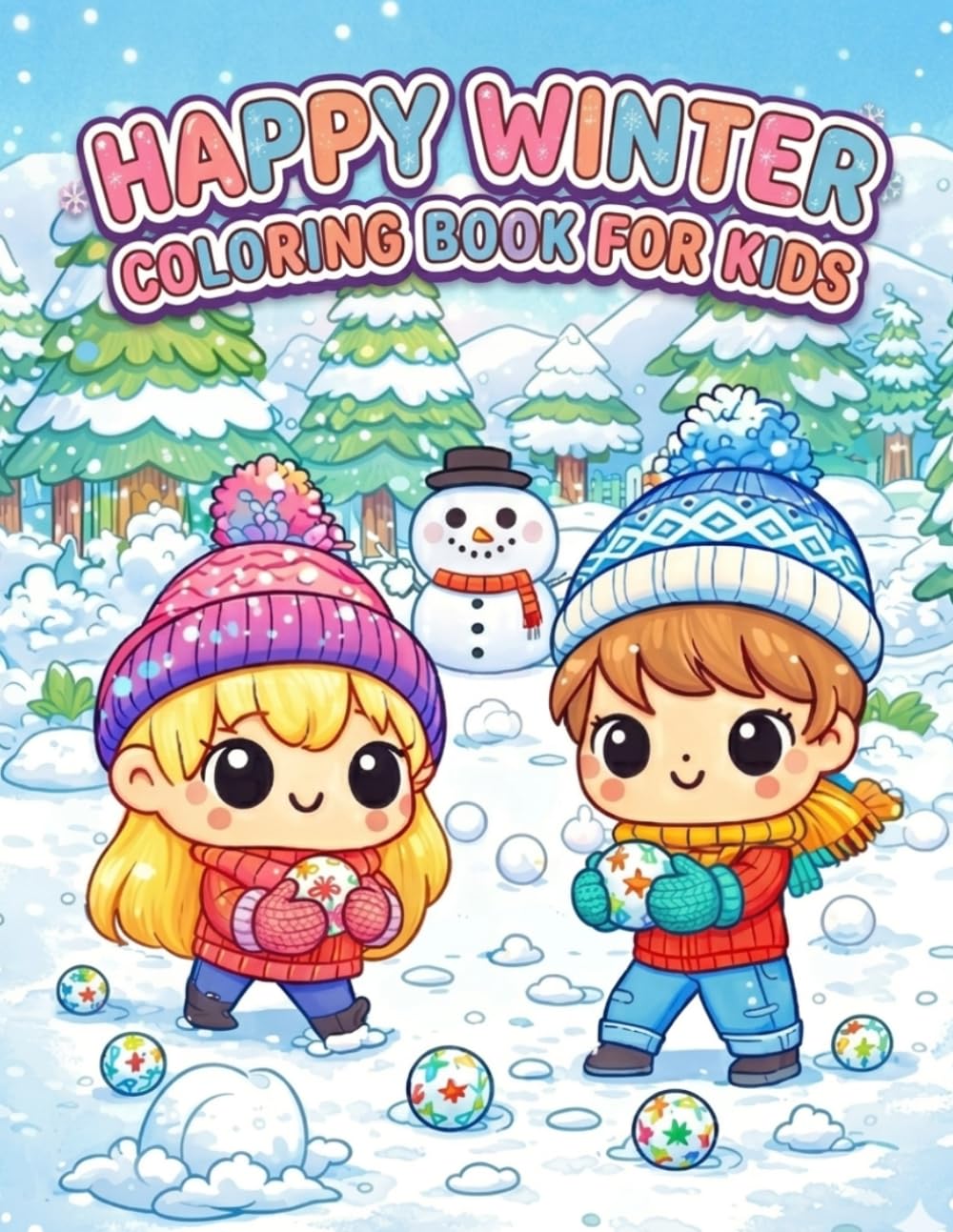 Happy Winter Coloring Book for Kids Ages 3-8: 70 Fun Winter Coloring Pages for Toddlers & Preschoolers.