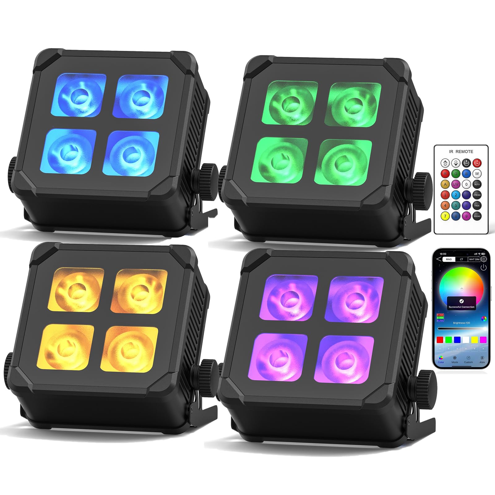 4 x 40 W LED Par batteria impermeabile RGBWA+UV LED palcoscenico ricaricabile senza fili con controllo remoto/app/DMX512 Outdoor Uplight per matrimoni, concerti, decorazione della casa