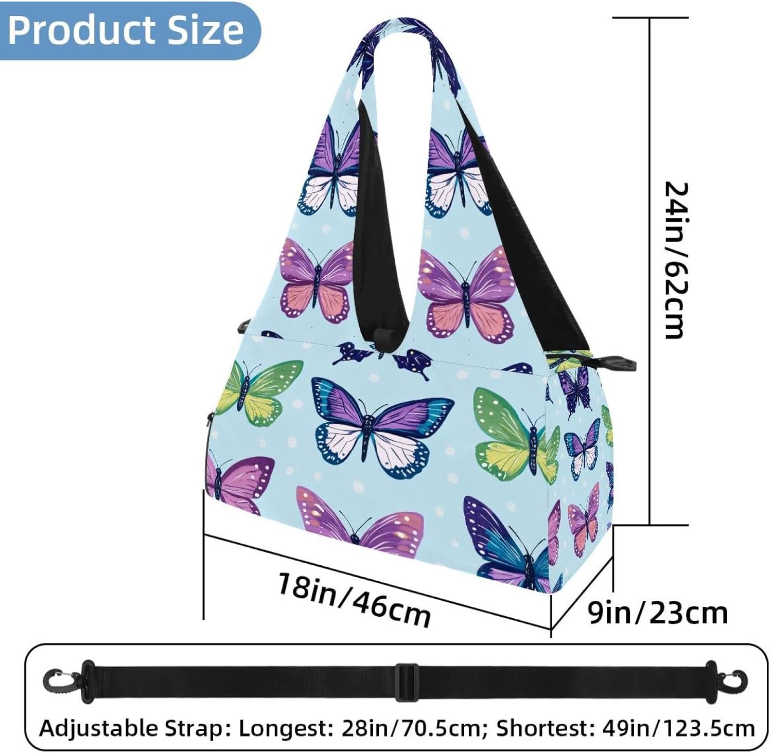 Yoga Mat Bag, Gym Workout Bag with Shoe Compartment, Butterfly Pilates Bag for Women, Quick Access Storage Yoga Tote Bag for Sports Travel Office