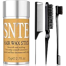 Slick Back Hair Brush & Hair Wax Stick Set - Frizz Control & Flyaway Smoothing - Sleek Ponytails, Buns, Edges - Styling Cream/Gel/Balm/Pomade Stick for Women - Styling Accessories for Girls & Kids