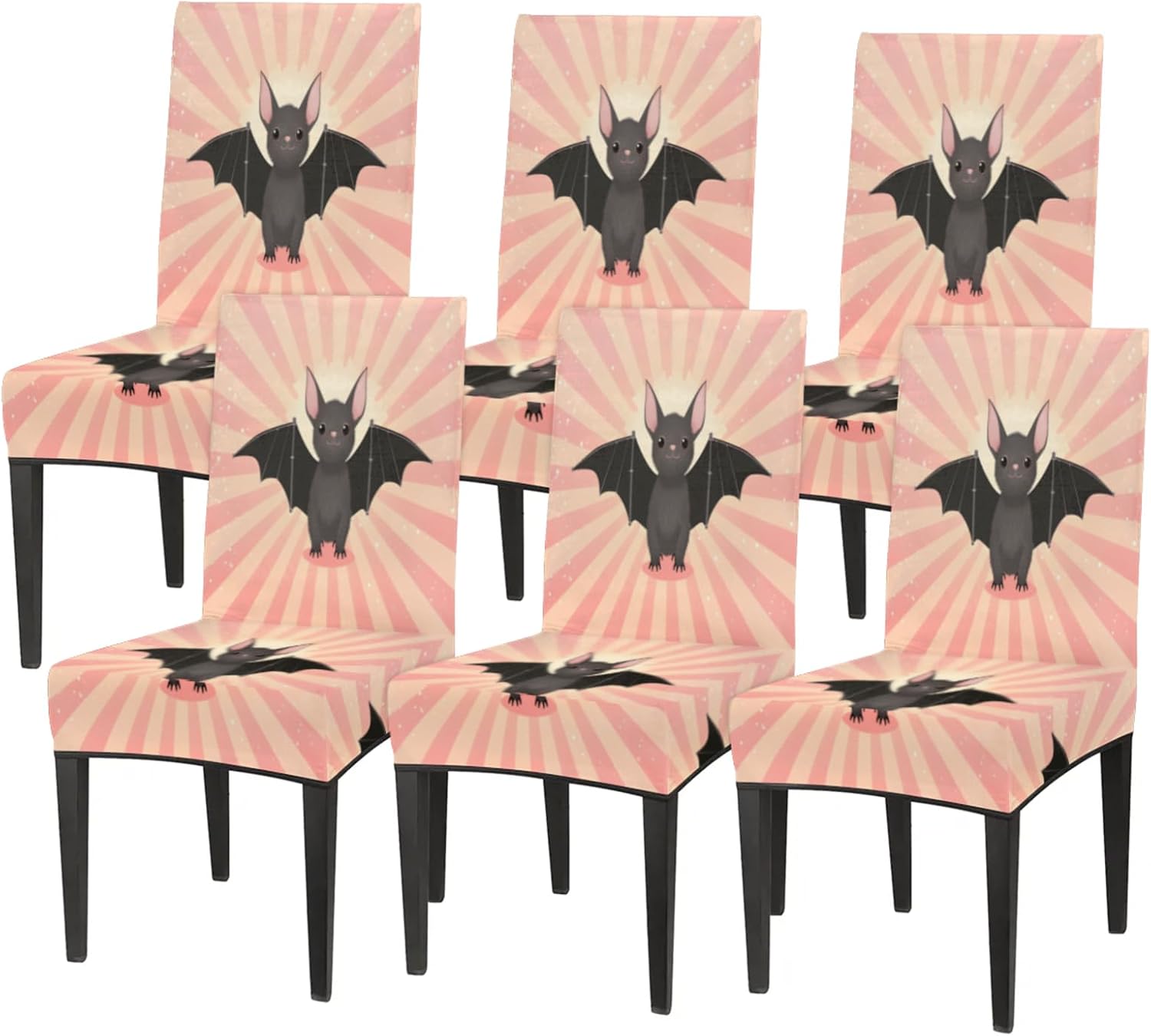 QsirBC Cute Cartoon Bat Stretch Dining Room Chair Covers Set of 4 Chair Slipcovers Removable Washable Kitchen Seat Covers Chair Protectors for Hotel Party Wedding