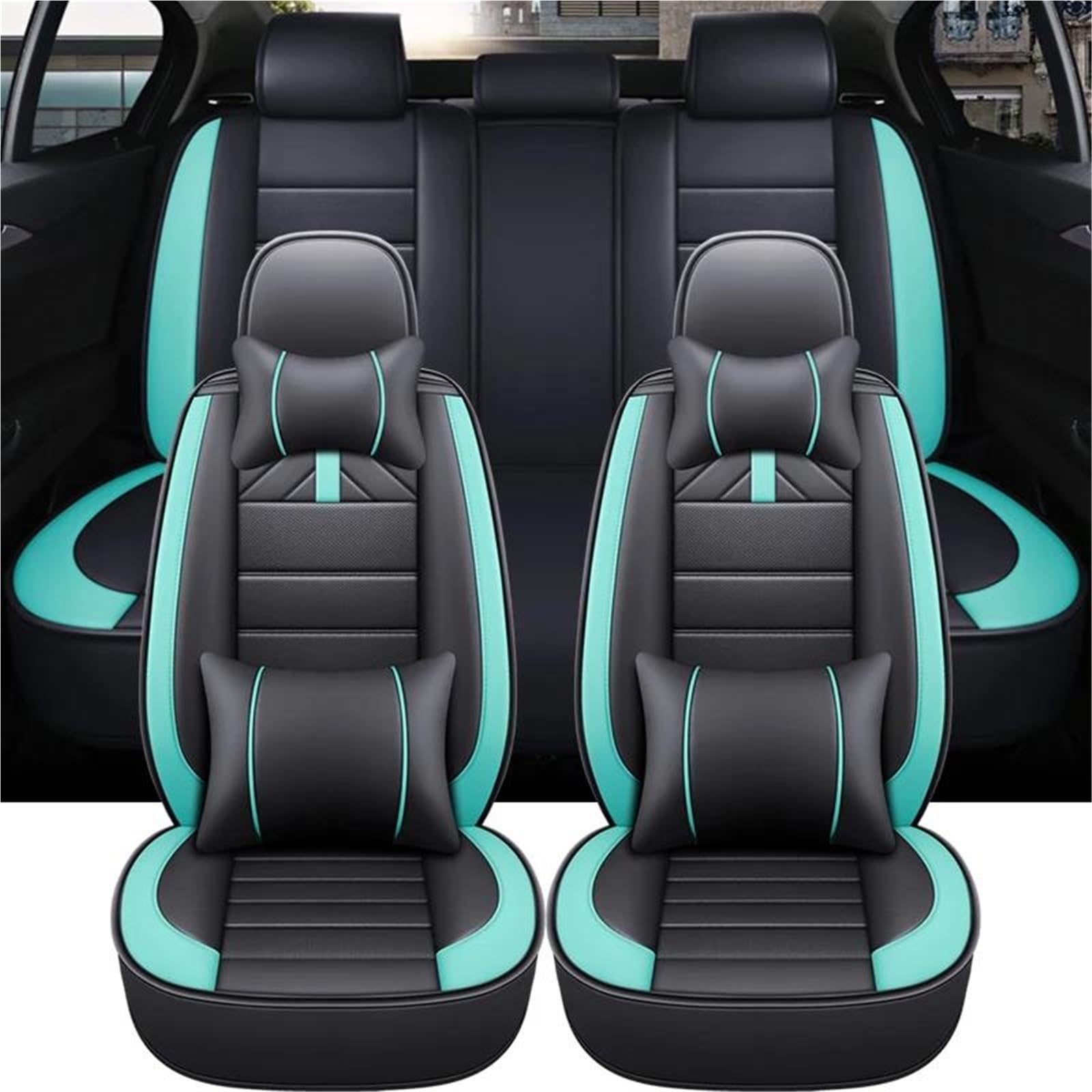 Housses siège auto Opel Vectra C de protection de coussin de siège de voiture ensemble vert 9 pièces