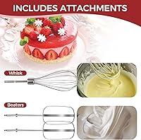Vista 3 de 5-Speed Electric Hand Mixer with Snap-On Storage Case, Whisk Beaters, 250-Watt-Black