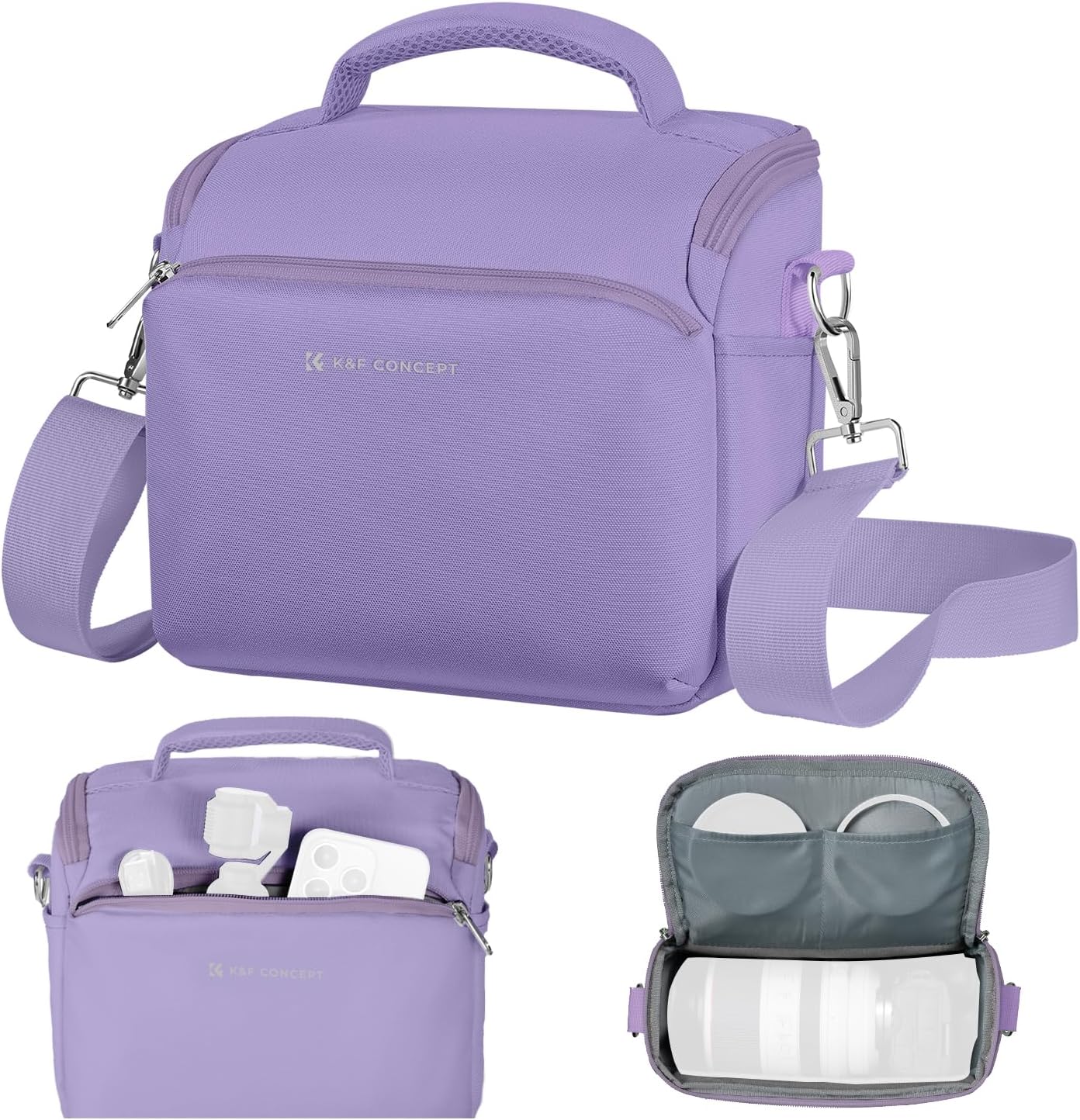 K&F CONCEPT Camera Sling Bag Small Crossbody Camera Case DSLR/SLR/Cute Compact Shoulder Photography Bags for Photographers-Purple