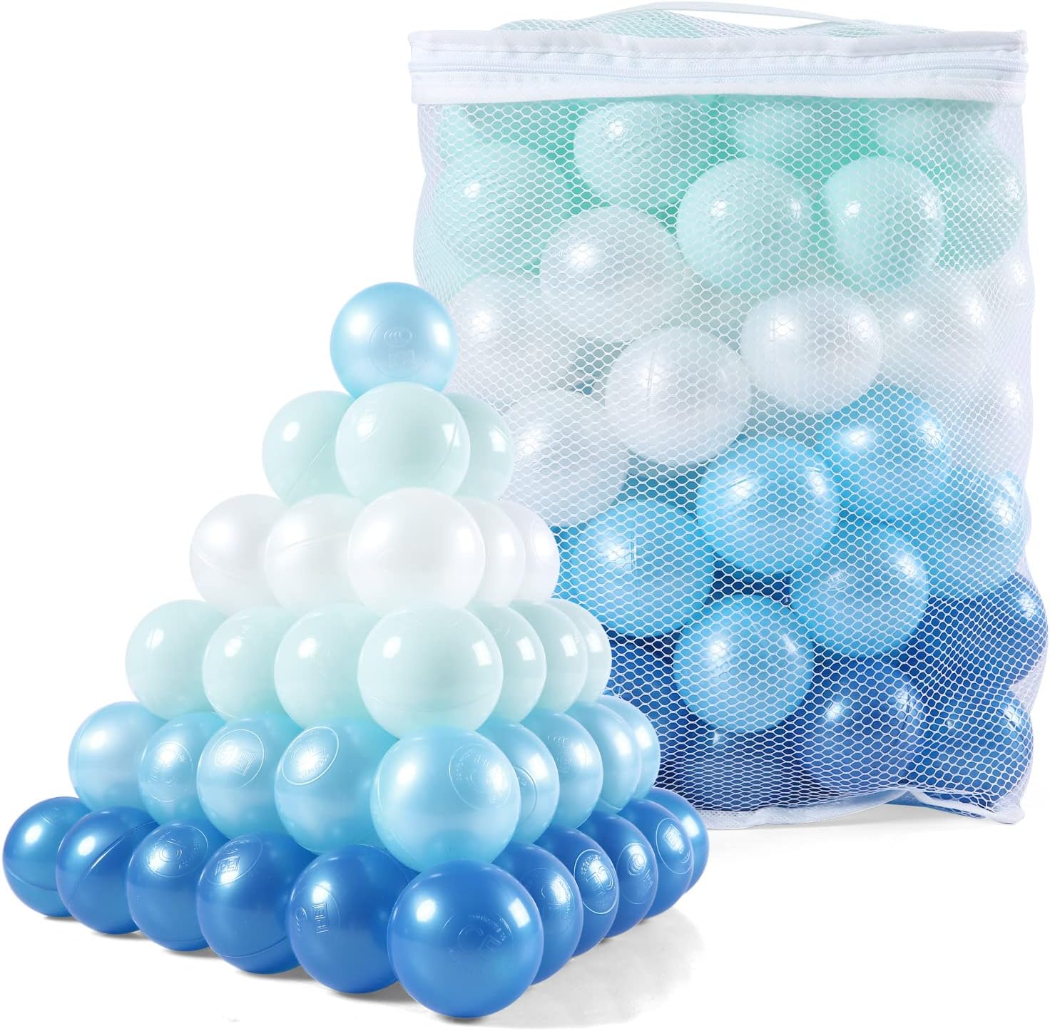 Ball Pit Balls Pack of 100 200 500 - Star and Round Set BPA Free Phthalate Free Non-Toxic Crush Proof Play Balls Soft Plastic Balls for Toddlers Baby Kids Birthday Pool Tent Party