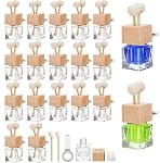WRINGKIT 20 Pack Car Diffuser Bottles Empty, Essential Oil Diffuser Bottle with Vent Clip, Clear Glass Perfume Bottle, Wooden Cap Aromatherapy Car Air Freshener Diffuser for Auto Fragrance, Cars Decor