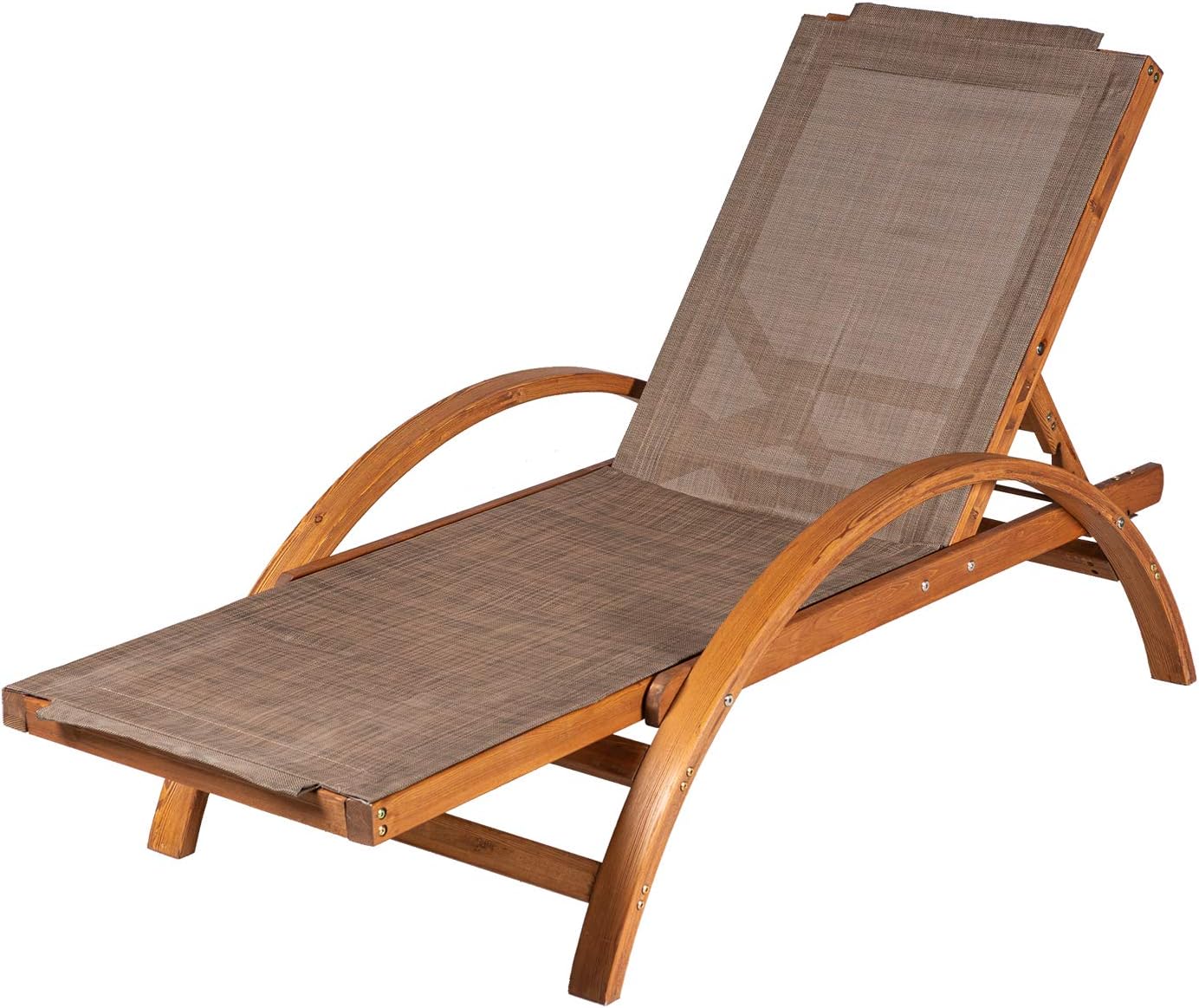 BuyHive Chaise Lounge Chair Wooden Lawn Chair Garden Patio Pool Sun Lounger