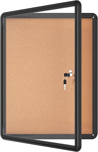 Tablero de anuncios cerrado de 26 x 20 pulgadas, tablero de anuncios de corcho de aluminio resistente a la intemperie para escuela y oficina, marco