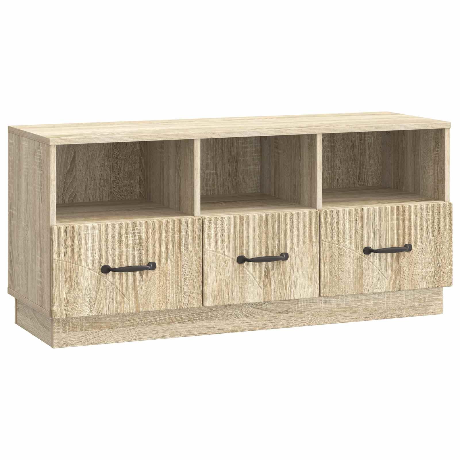 Meuble TV moderne pour cinéma maison et salon chaleureux avec étagères de rangement