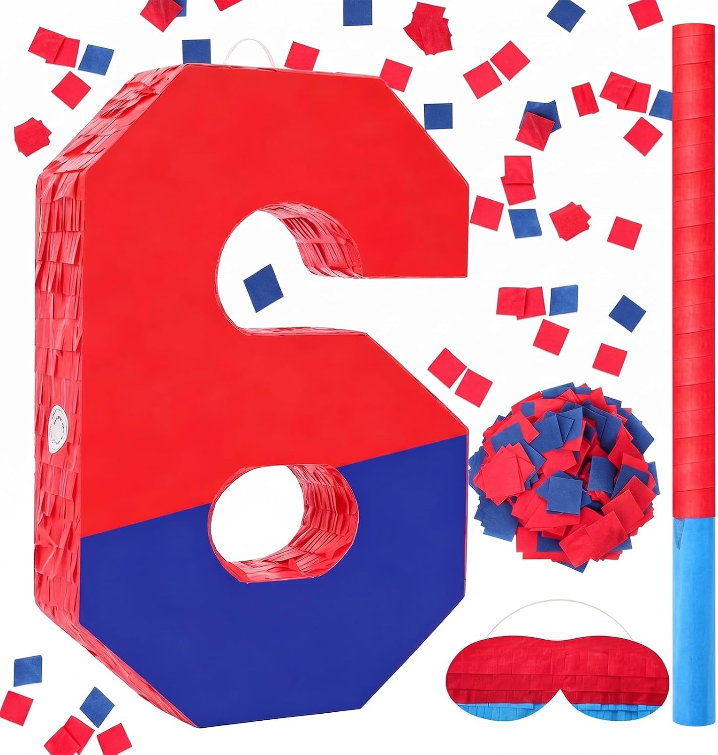 Simgoing Number 2 Spider Web Pinata for Kid Birthday Party Decor, Red Blue image 2