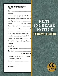 Rent Increase Notice Forms Book: (60 Forms) Rental Increase Forms,Tenancy Fee Increase Notification Forms,Notify Tenants and Rent Review Forms, Rent ... Notice Letter For Landlord , 8.5 x 11 inches