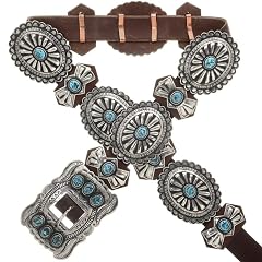 Alltribes Navajo Kingman Turquoise Silver Concho Belt Santa Fe Style on Custom Sized Genuine Leather 0002