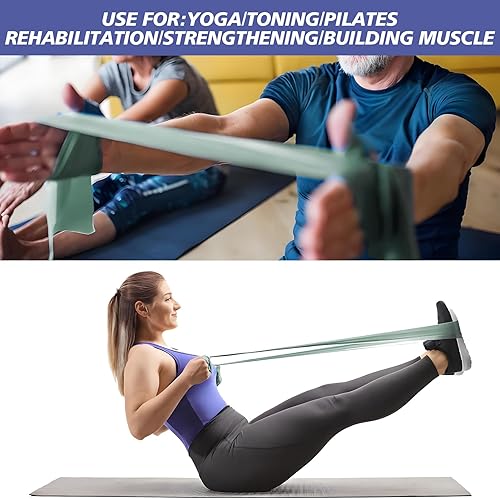 Miniatura 6 de Bandas de resistencia para entrenamiento, bandas de ejercicio de látex natural para terapia física, estiramiento, yoga, pilates, entrenamiento de
