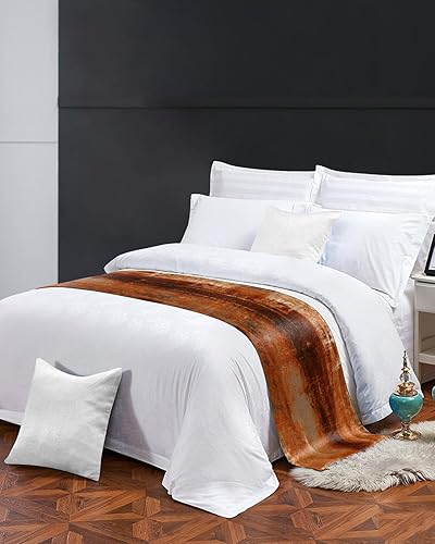 Miniatura 3 de Camino de cama naranja quemado para cama tamaño Queen, manta decorativa abstracta para pie de cama, pintura moderna al óleo, protector de ropa de